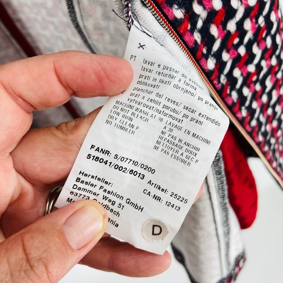 Basler Pink Navy White Faux Tweed Zip-Up Blazer Size EU40 - Picture 11 of 12